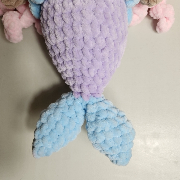 Handknit Chenille Chunky Knit Mermaid Plush 12" - Picture 5 of 6